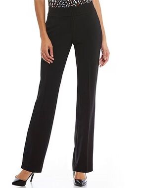 NWT Kasper Dress Pants Women's Size 16W Classic Black Straight Leg Side Zipper
